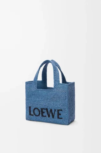 Rafya Mini LOEWE Font tote Çanta Açık Mavi