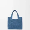 Rafya Mini LOEWE Font tote Çanta Açık Mavi