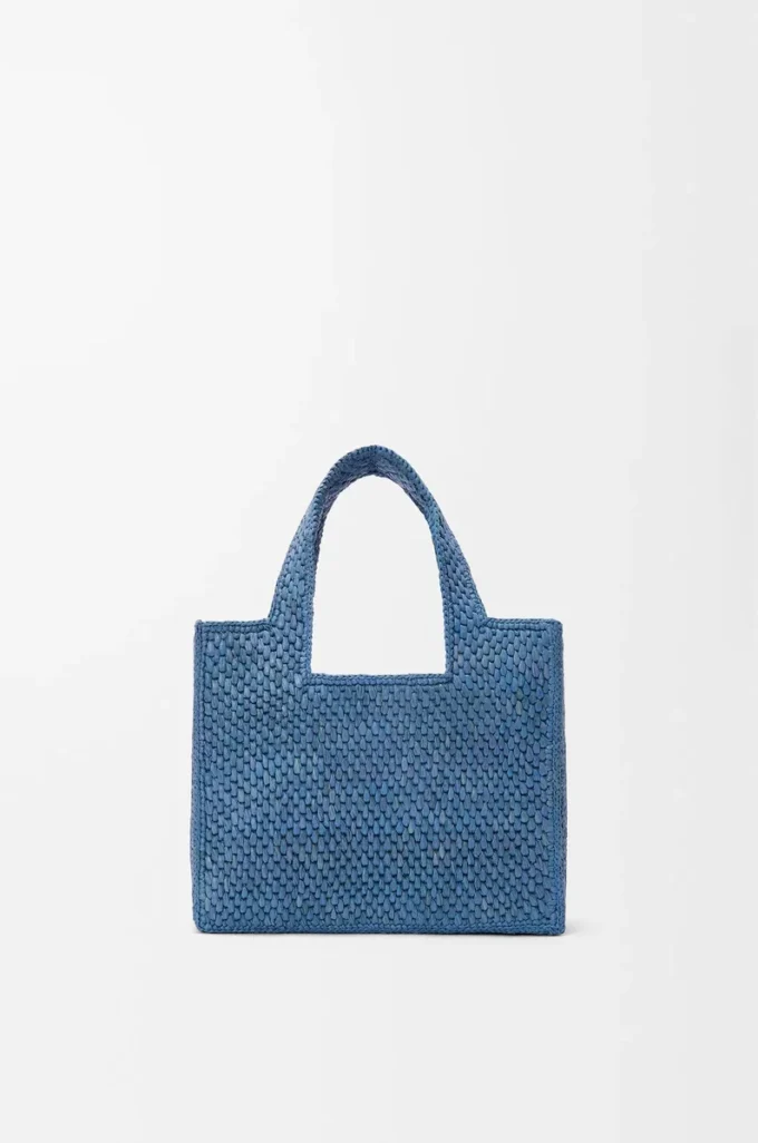 Rafya Mini LOEWE Font tote Çanta Açık Mavi