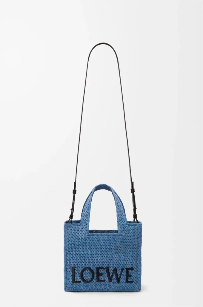 Rafya Mini LOEWE Font tote Çanta Açık Mavi