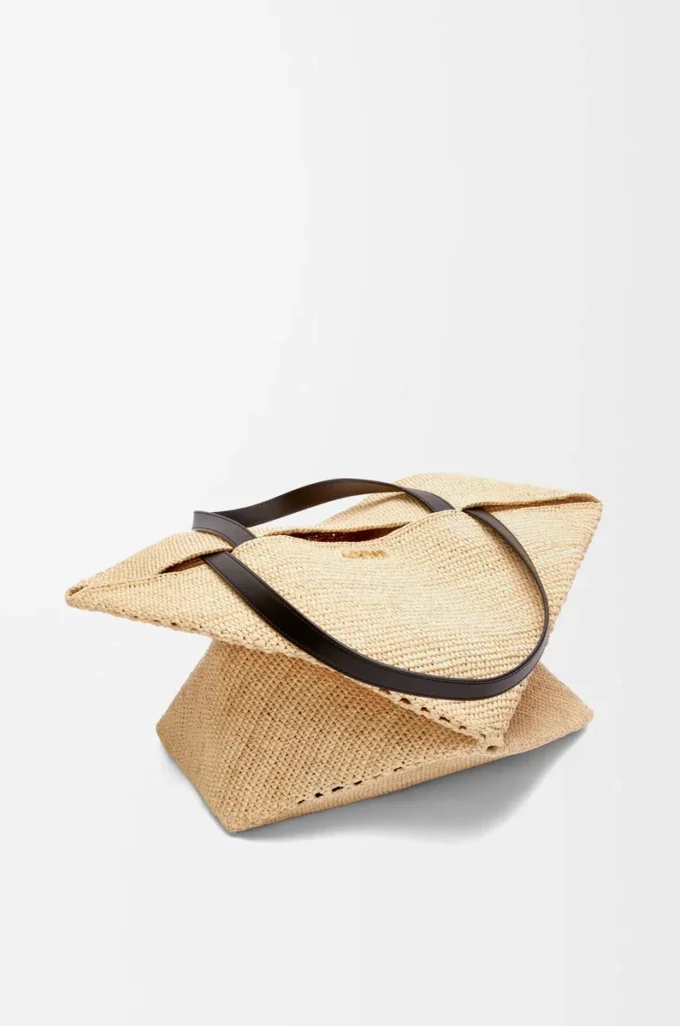 Rafya Natural/Black XL Puzzle Fold çanta