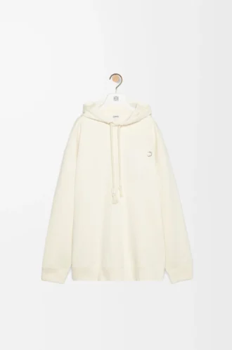 Rahat kesim pamuklu beyaz kül rengi kapüşonlu sweatshirt