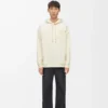 Rahat kesim pamuklu beyaz kül rengi kapüşonlu sweatshirt