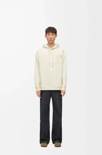 Rahat kesim pamuklu beyaz kül rengi kapüşonlu sweatshirt