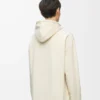 Rahat kesim pamuklu beyaz kül rengi kapüşonlu sweatshirt