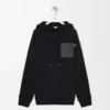 Rahat kesim pamuklu kapüşonlu sweatshirt Siyah