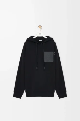 Rahat kesim pamuklu kapüşonlu sweatshirt Siyah
