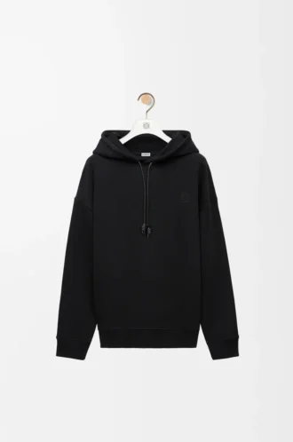 Rahat kesim pamuklu kapüşonlu sweatshirt Siyah