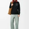 Rahat kesim pamuklu kapüşonlu sweatshirt Siyah