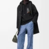 Rahat kesim pamuklu kapüşonlu sweatshirt Siyah