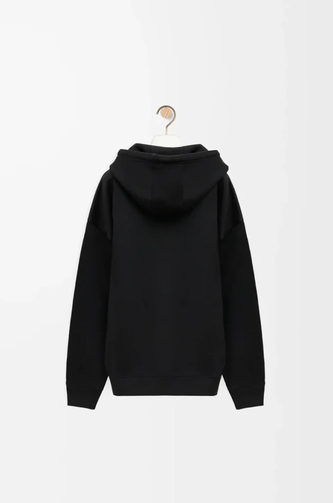 Rahat kesim pamuklu kapüşonlu sweatshirt Siyah