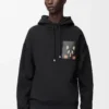 Rahat kesim pamuklu kapüşonlu sweatshirt Siyah
