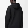 Rahat kesim pamuklu kapüşonlu sweatshirt Siyah