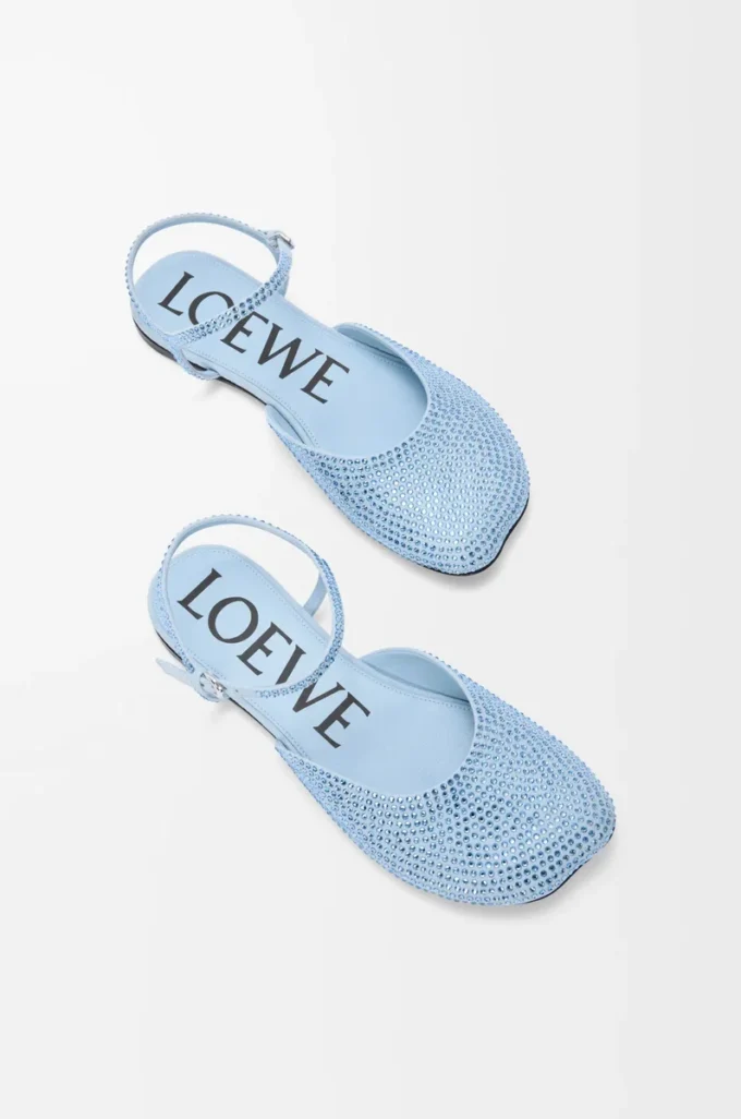 Rhinestone süslemeli süet Toy ayak bileği kayışlı balerin ayakkabısı Bebek Mavisi
