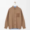 Saf yün ve kaşmirden üretilmiş overshirt Camel/Mavi