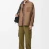 Saf yün ve kaşmirden üretilmiş overshirt Camel/Mavi