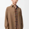Saf yün ve kaşmirden üretilmiş overshirt Camel/Mavi