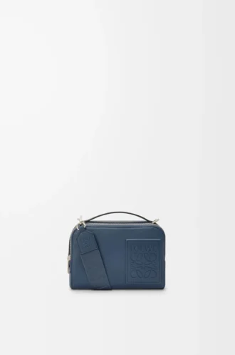 Saten dana derisinden üretilmiş mini çapraz askılı kamera çantası, indigo boya