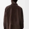 Süet dana derisi koyu kahverengi overshirt