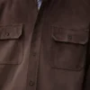 Süet dana derisi koyu kahverengi overshirt
