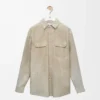 Süet kuzu derisinden overshirt Beyaz