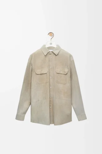 Süet kuzu derisinden overshirt Beyaz