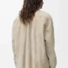 Süet kuzu derisinden overshirt Beyaz