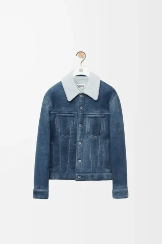 Shearling ceket Beyaz/İndigo Mavisi