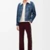 Shearling ceket Beyaz/İndigo Mavisi