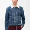 Shearling ceket Beyaz/İndigo Mavisi