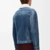 Shearling ceket Beyaz/İndigo Mavisi
