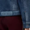 Shearling ceket Beyaz/İndigo Mavisi