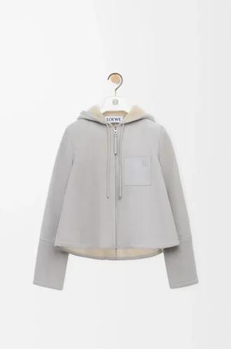 Shearling kapüşonlu ceket Açık Gri Melanj