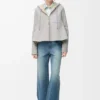 Shearling kapüşonlu ceket Açık Gri Melanj