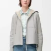 Shearling kapüşonlu ceket Açık Gri Melanj