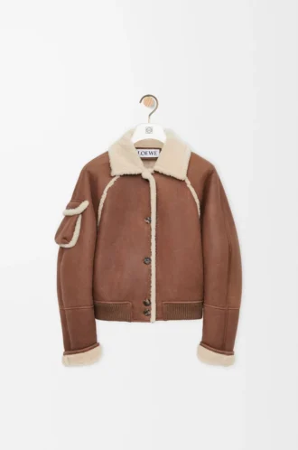 Shearling kumaştan bomber ceket Kahverengi