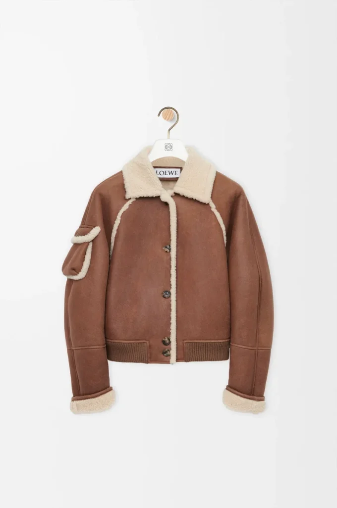 Shearling kumaştan bomber ceket Kahverengi