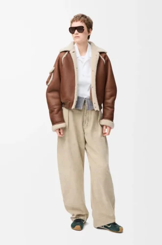 Shearling kumaştan bomber ceket Kahverengi