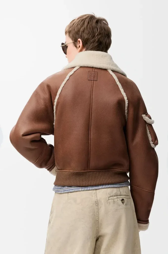 Shearling kumaştan bomber ceket Kahverengi