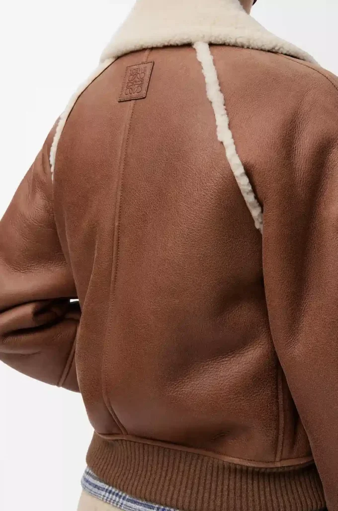 Shearling kumaştan bomber ceket Kahverengi