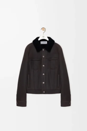 Shearling kumaştan kamyoncu ceketi Kahverengi/Lacivert
