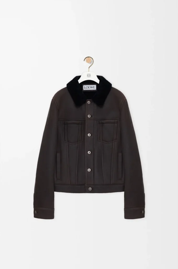 Shearling kumaştan kamyoncu ceketi Kahverengi/Lacivert