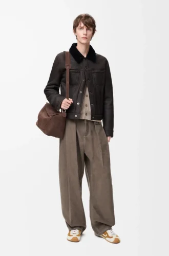 Shearling kumaştan kamyoncu ceketi Kahverengi/Lacivert