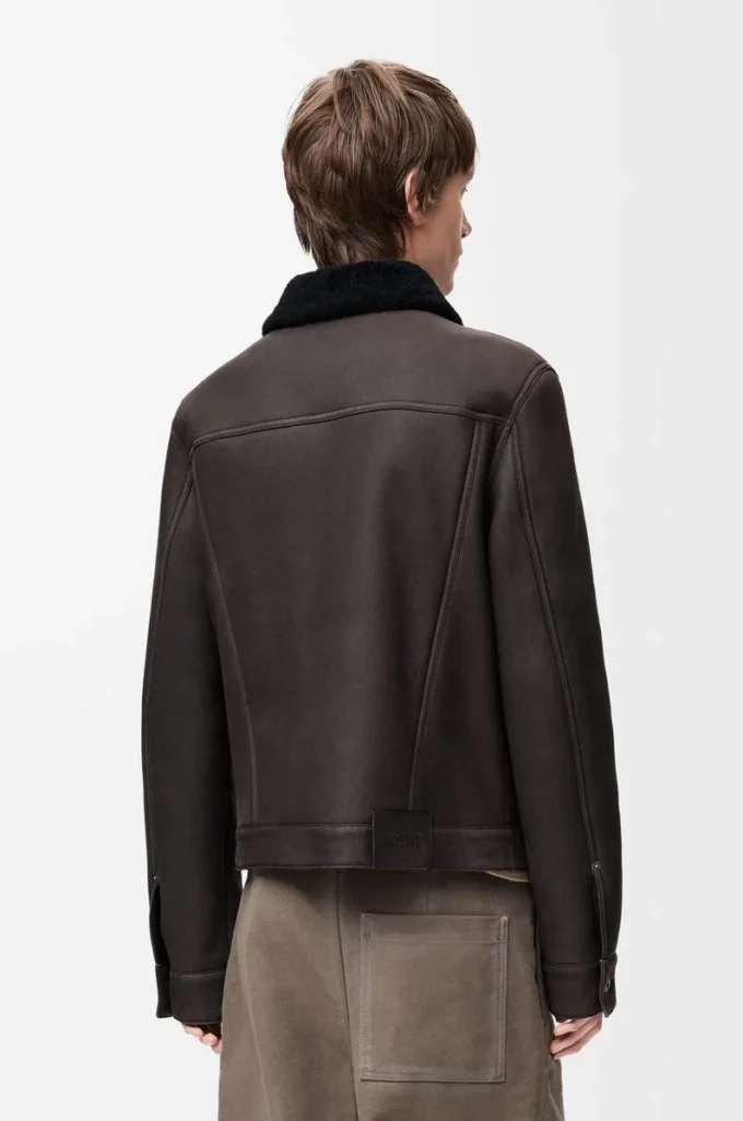 Shearling kumaştan kamyoncu ceketi Kahverengi/Lacivert