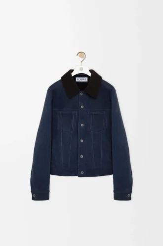 Shearling kumaştan kamyoncu ceketi Lacivert/Kahverengi