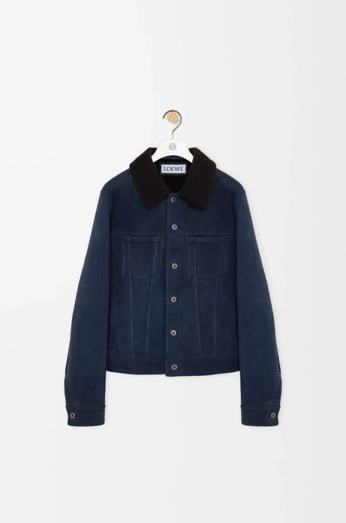 Shearling kumaştan kamyoncu ceketi Lacivert/Kahverengi