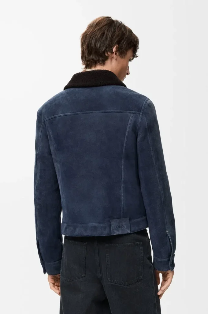 Shearling kumaştan kamyoncu ceketi Lacivert/Kahverengi