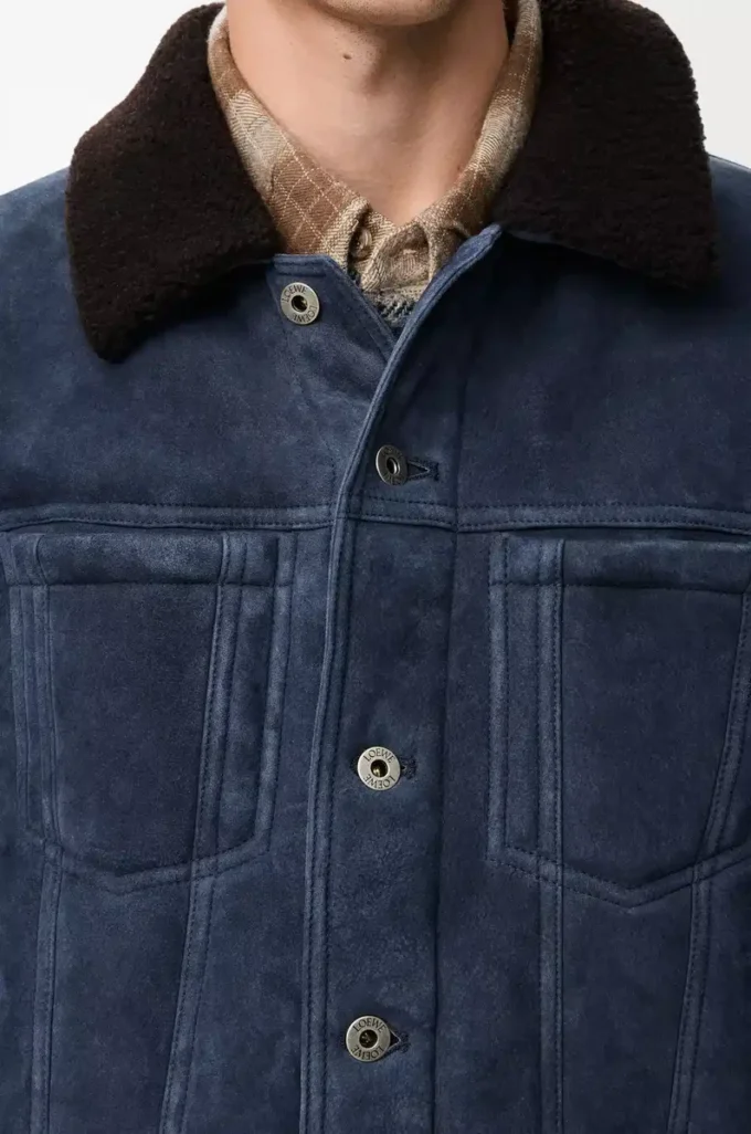 Shearling kumaştan kamyoncu ceketi Lacivert/Kahverengi