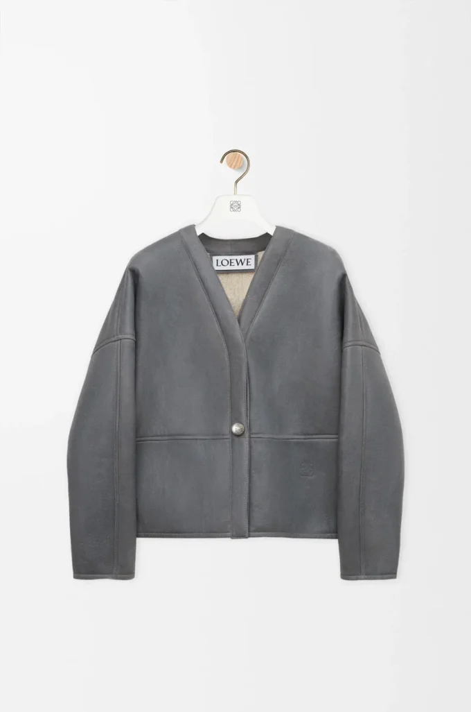 Shearling kumaştan Pebble hırka Açık Gri