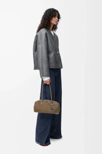 Shearling kumaştan Pebble hırka Açık Gri